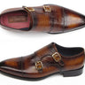 Paul Parkman Men's Croco-Embossed Leather Double Monkstraps in Brown