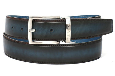 Paul Parkman Men's Hand-Painted Leather Belt in Dual Tone Brown & Blue