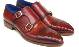 Paul Parkman Men's Leather Double Monkstraps in Burgundy