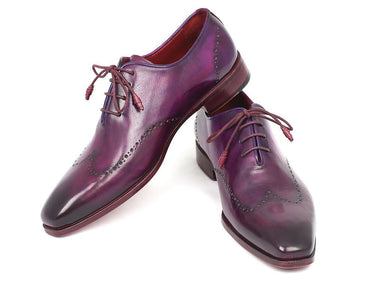 Paul Parkman Men's Hand-Painted Leather Wingtip Oxfords in Purple