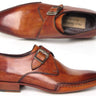 Paul Parkman Men's Side Handsewn Monkstrap Shoes in Tobacco