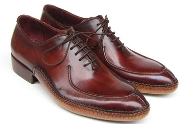 Paul Parkman Men's Side Handsewn Leather Split-toe Oxfords in Burgundy