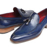 Paul Parkman Men's Hand-Painted Leather Tassel Loafers in Blue