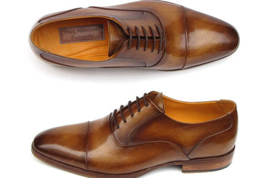 Paul Parkman Men's Hand-Painted Leather Oxfords in Brown