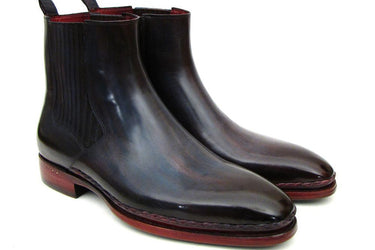 Paul Parkman Men's Leather Chelsea Boots in Navy & Bordeaux