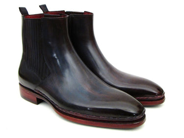 Paul Parkman Men's Leather Chelsea Boots in Navy & Bordeaux