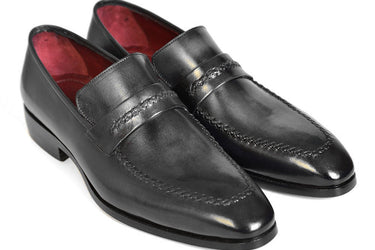 Paul Parkman Men's Leather Loafers in Gray & Black