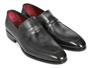 Paul Parkman Men's Leather Loafers in Gray & Black