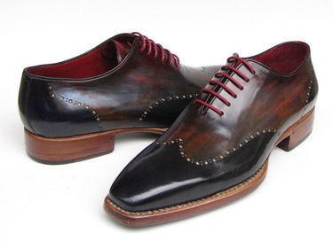 Paul Parkman Men's Hand-Painted Leather Wingtip Oxfords in Navy, Red & Black