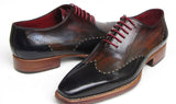 Paul Parkman Men's Hand-Painted Leather Wingtip Oxfords in Navy, Red & Black