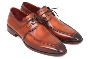 Paul Parkman Men's Hand-Painted Leather Apron Derby Shoes in Brown
