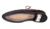 Paul Parkman Men's Hand-Painted Leather Derby Shoes in Bordeaux & Tobacco