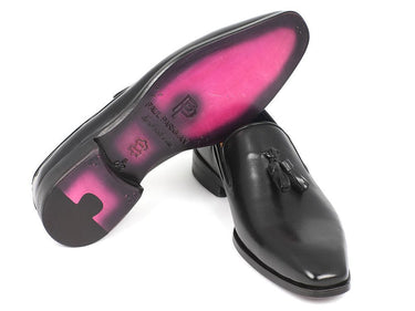 Paul Parkman Men's Leather Tassel Loafers in Black