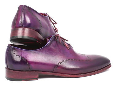 Paul Parkman Men's Hand-Painted Leather Wingtip Oxfords in Purple