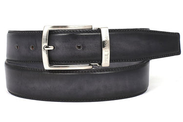 Paul Parkman Men's Hand-Painted Leather Belt in Dual Tone Gray & Black