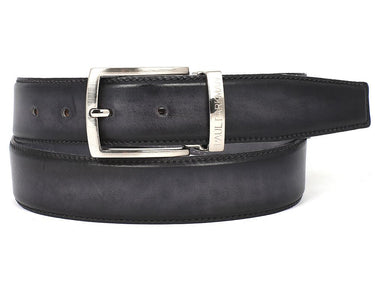 Paul Parkman Men's Hand-Painted Leather Belt in Dual Tone Gray & Black