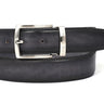 Paul Parkman Men's Hand-Painted Leather Belt in Dual Tone Gray & Black