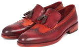 Paul Parkman Men's Leather Kiltie Tassel Loafers in Tobacco & Bordeaux