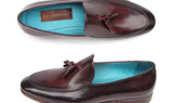 Paul Parkman Men's Hand-Painted Leather Tassel Loafers in Black & Purple