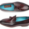 Paul Parkman Men's Hand-Painted Leather Tassel Loafers in Black & Purple