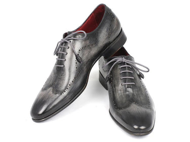 Paul Parkman Men's Hand-Painted Leather Wingtip Oxfords in Gray & Black