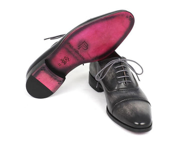 Paul Parkman Men's Hand-Painted Captoe Leather Oxfords in Gray & Black