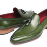 Paul Parkman Men's Hand-Painted Leather Tassel Loafers in Green in #color_
