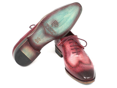 Paul Parkman Men's Hand-Painted Leather Wingtip Oxfords in Burgundy