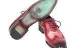 Paul Parkman Men's Hand-Painted Leather Wingtip Oxfords in Burgundy