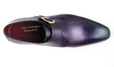 Paul Parkman Men's Leather Single Monkstraps in Purple