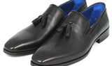 Paul Parkman Men's Leather Tassel Loafers in Black