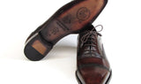 Paul Parkman Men's Hand-Painted Leather Captoe Oxfords in Bordeaux & Brown