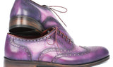 Paul Parkman Men's Hand-Painted Leather Wingtip Oxfords in Purple & Navy