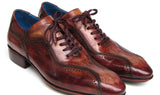 Paul Parkman Men's Hand-Painted, Handmade Lace-Up Casual Shoes in Brown