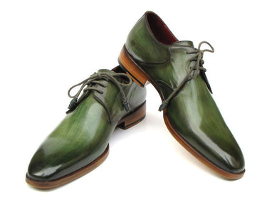 Paul Parkman Men's Hand-Painted Leather Derby Shoes in Green