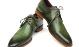 Paul Parkman Men's Hand-Painted Leather Derby Shoes in Green
