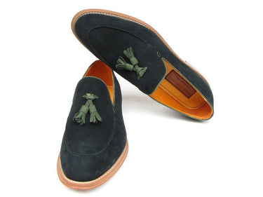 Paul Parkman Men's Suede Tassel Loafers in Green