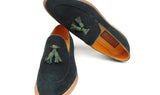 Paul Parkman Men's Suede Tassel Loafers in Green