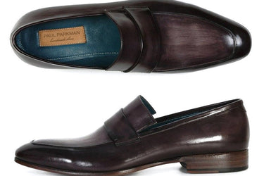 Paul Parkman Men's Hand-Painted Leather Loafers in Black & Gray