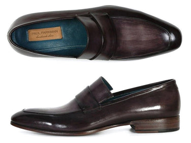 Paul Parkman Men's Hand-Painted Leather Loafers in Black & Gray