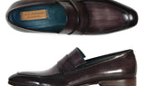 Paul Parkman Men's Hand-Painted Leather Loafers in Black & Gray