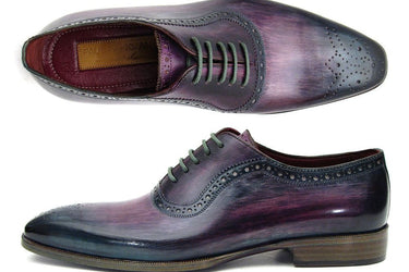 Paul Parkman Men's Medallion Toe Oxfords in Purple & Navy