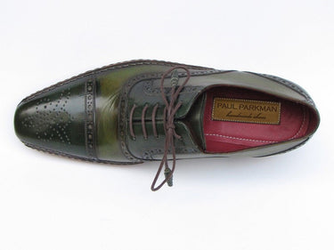 Paul Parkman Men's Side Sewn Leather Captoe Oxfords in Green & Yellow