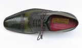 Paul Parkman Men's Side Sewn Leather Captoe Oxfords in Green & Yellow