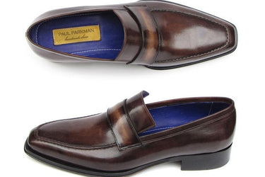 Paul Parkman Men's Hand-Painted Loafers in Bronze