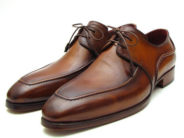 Paul Parkman Men's Hand-Painted Leather Derby Shoes in Brown