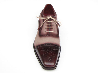Paul Parkman Men's Hand-Painted Suede Captoe Oxfords in Bordeaux & Beige
