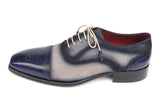 Paul Parkman Men's Hand-Painted Suede Captoe Oxfords in Navy & Beige