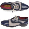 Paul Parkman Men's Hand-Painted Suede Captoe Oxfords in Navy & Beige