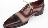 Paul Parkman Men's Hand-Painted Suede Captoe Oxfords in Bordeaux & Beige